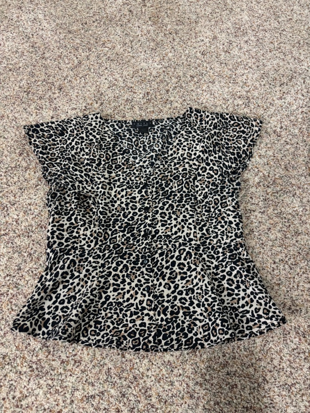 Trixxi Leopard Print V-Neck Short Sleeve Top